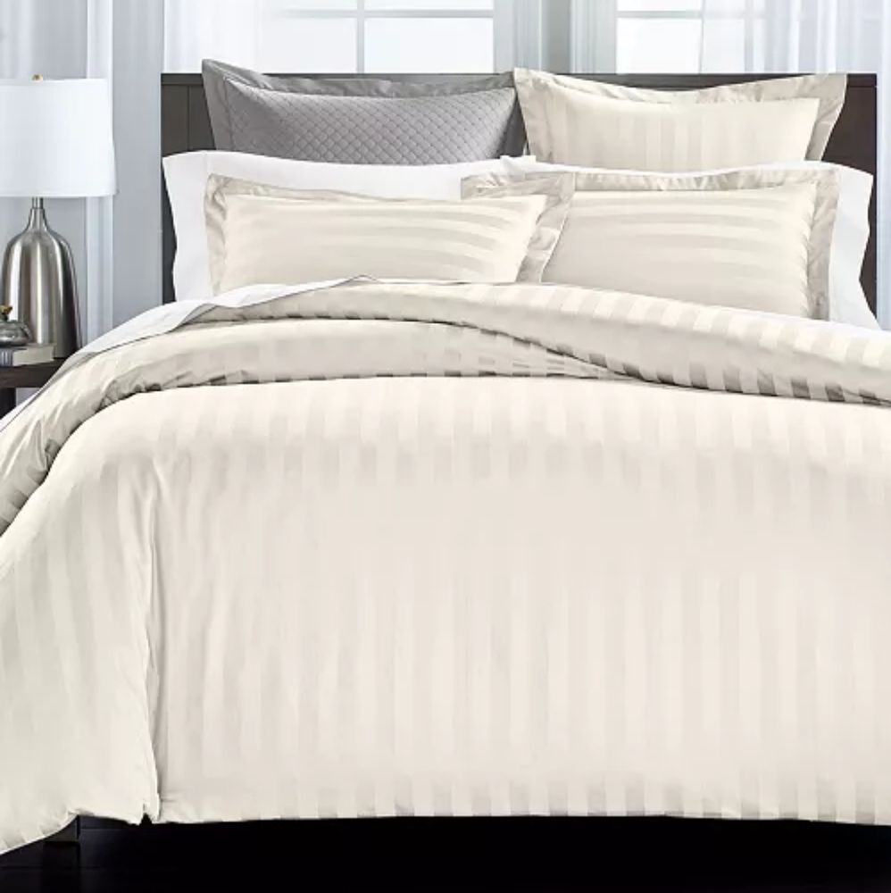 New Charter Club Damask Stripe Duvet Cover King